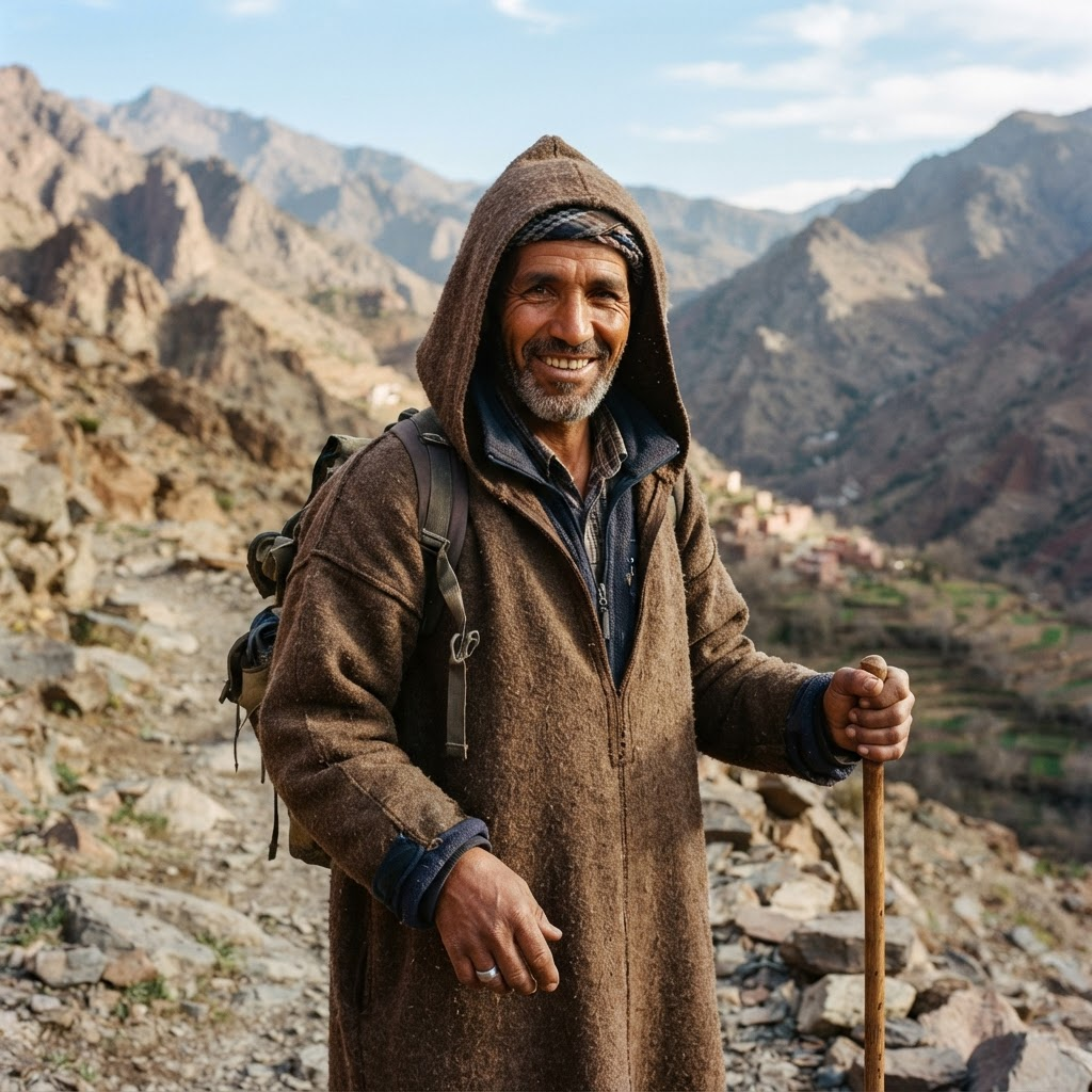 Mohamed Maachou, mountain guide, in the High Atlas Mountains